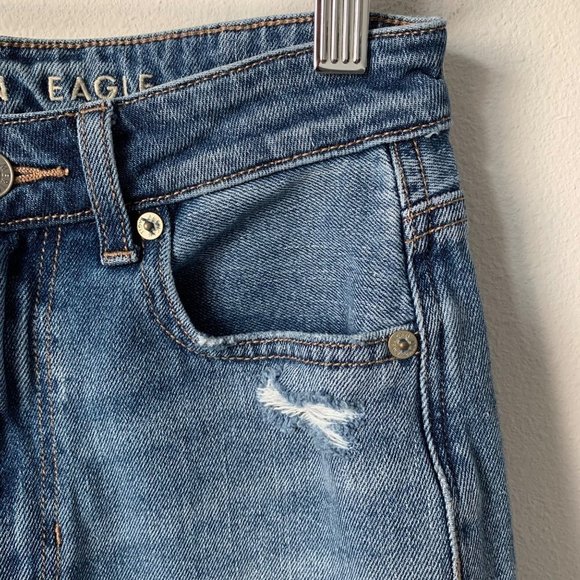 American Eagle Mom Jeans‎ Womens 00 Blue Distressed Knees hem pockets casual - Picture 7 of 13